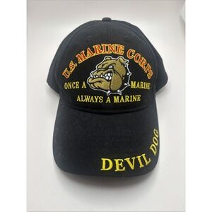 US Marine Corps Hat Eagle Emblems Devil Dog Once a Marine Black Cotton Ball Cap